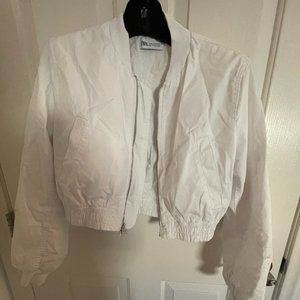 Zara White Cropped Jacket